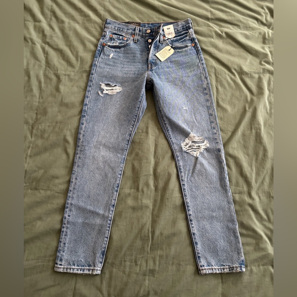 Levi's Light Blue Distressed Skinny 501 Jeans